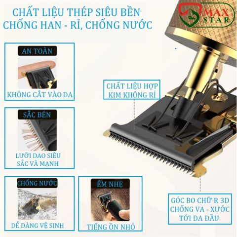 Tông Đơ Cắt Tóc Chuyên Nghiệp T9 Hình Phật - Máy Cắt Tóc Nam Cao Cấp, Bảo Hành Chính Hãng 3 Tháng, Đổi Mới 30 Ngày