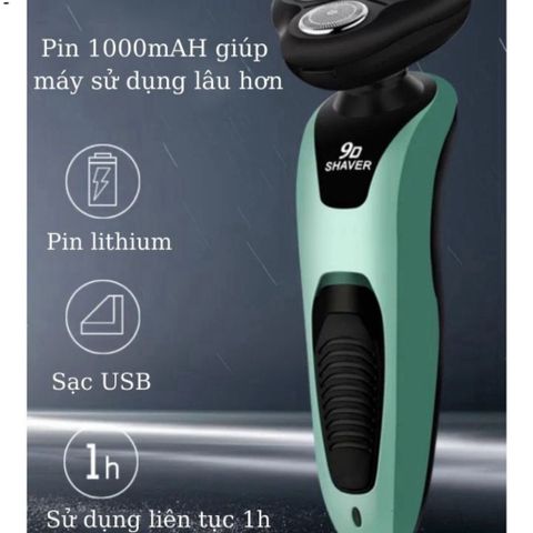 Máy Cạo Râu Nam Đa Năng SHAVER 9D - 3 Lưỡi Cạo Siêu Sạch, Sạc Điện, Chống Nước, Cạo Ướt Khô Tiện Lợi
