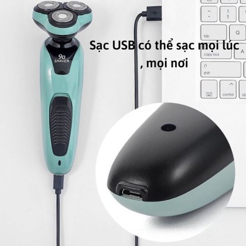 Máy Cạo Râu Nam Đa Năng SHAVER 9D - 3 Lưỡi Cạo Siêu Sạch, Sạc Điện, Chống Nước, Cạo Ướt Khô Tiện Lợi