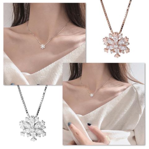 Dây Chuyền Hoa Tuyết Đính Đá Pha Lê Thời Trang - Vòng Cổ Thủy Tinh Thời Thượng, Phụ Kiện Sang Trọng, Tặng Cho Người Thân