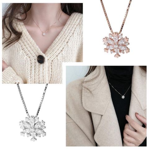 Dây Chuyền Hoa Tuyết Đính Đá Pha Lê Thời Trang - Vòng Cổ Thủy Tinh Thời Thượng, Phụ Kiện Sang Trọng, Tặng Cho Người Thân