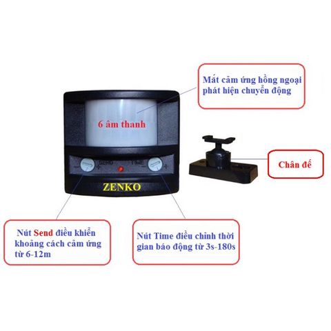 Bộ Chuông Chống Trộm Điều Khiển Từ Xa Zenko-T02DK - Thiết Bị An Ninh Cao Cấp, Cảm Ứng Hồng Ngoại, Âm Thanh Cảnh Báo Lớn