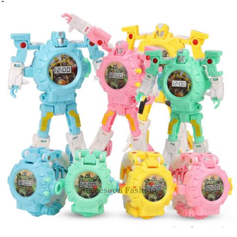 Đồng Hồ Đeo Tay Robot Biến Hình - Đồng Hồ Kỹ Thuật Số và Đồ Chơi Chiếu Hình Dành Cho Bé Trai Từ 3-12 Tuổi