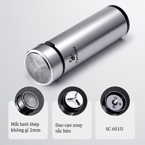 Máy Cạo Râu Yandou SC601 Lưỡi Xoay Dùng Pin - Thiết Kế Hiện Đại, Tiết Kiệm Thời Gian, An Toàn Cho Da