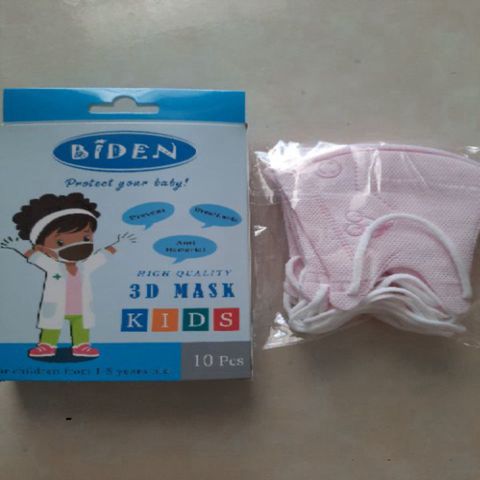 Khẩu Trang 3D Biden Cho Trẻ Em - Hộp 10 Cái Chất Liệu Mềm Mại, Kháng Khuẩn, Thoải Mái, Dễ Thở, An Toàn Cho Bé
