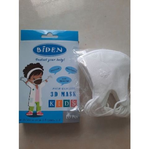 Khẩu Trang 3D Biden Cho Trẻ Em - Hộp 10 Cái Chất Liệu Mềm Mại, Kháng Khuẩn, Thoải Mái, Dễ Thở, An Toàn Cho Bé