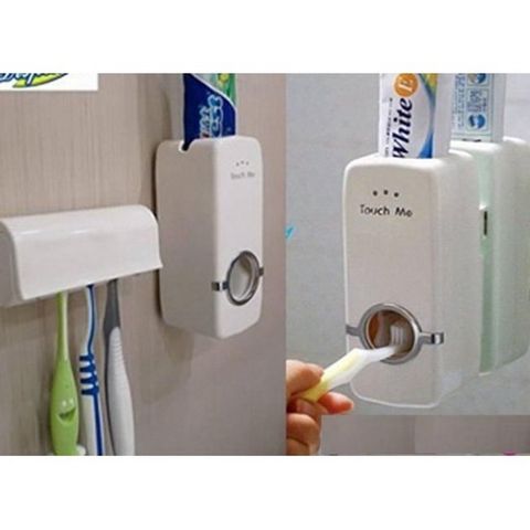 Bộ Nhả Kem Đánh Răng Tự Động Touch Me Hàn Quốc Kèm Giá Để Bàn Chải - Tiện Lợi và Gọn Gàng Cho Phòng Tắm