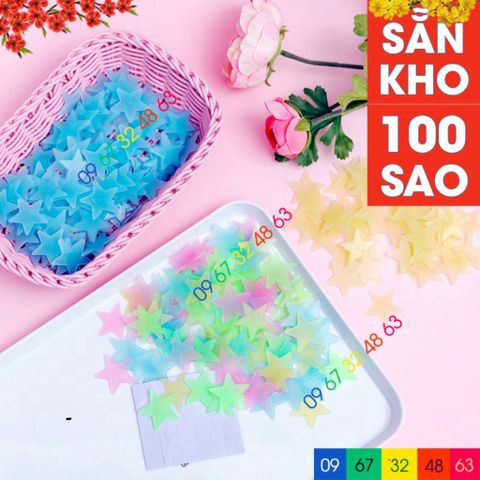100 Miếng Dán Tường Dạ Quang Hình Sao - Trang Trí Nội Thất Phát Sáng Ban Đêm, Dán Được Mọi Nơi, Tạo Không Gian Lung Linh