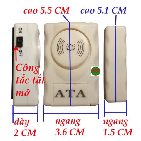 Bộ 2 Chuông Cửa Từ Báo Động Chống Trộm ATA AT-007 - Thiết Bị An Ninh Gia Đình, Bảo Hành 12 Tháng, Âm Thanh 105dB