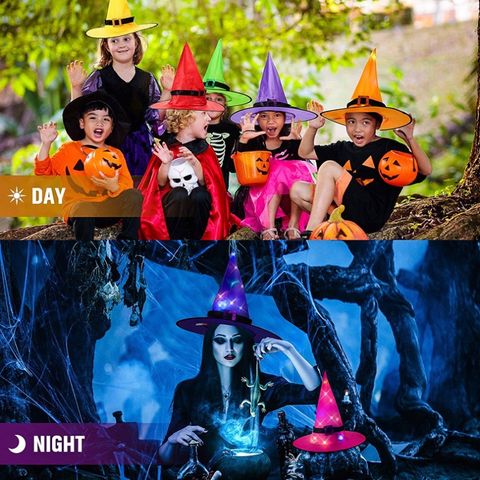 Mũ Phù Thủy Hóa Trang LED - Mũ Halloween Phát Sáng Cho Bữa Tiệc, Trang Trí Nhà Cửa, Quà Tặng Ý Nghĩa