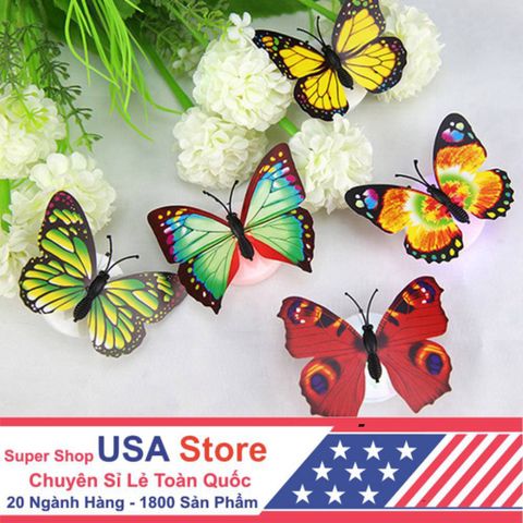 Đèn Led Hình Bướm 3D Dán Tường Trang Trí - Đèn Ngủ Phát Sáng Đổi Màu Xinh Xắn Cho Phòng Ngủ và Trang Trí Nhà Cửa