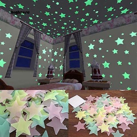 100 Ngôi Sao Dạ Quang Dán Tường Phát Sáng - 3D Luminous Wall Stickers Thời Trang Cho Phòng Ngủ Trẻ Em