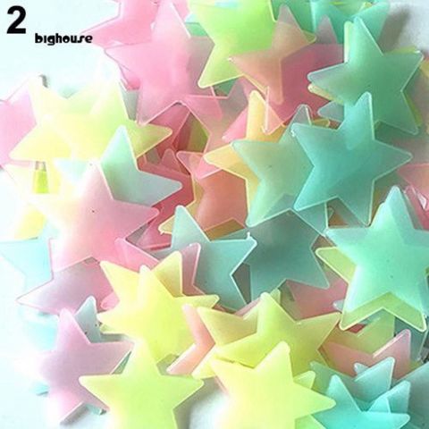 100 Ngôi Sao Dạ Quang Dán Tường Phát Sáng - 3D Luminous Wall Stickers Thời Trang Cho Phòng Ngủ Trẻ Em