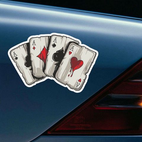 Miếng Dán Trang Trí Xe Ô Tô Hình Bài Poker - Miếng Dán Chống Nước, Nắng, Thân Thiện với Sơn Xe, Quà Tặng Độc Đáo cho Tài Xế