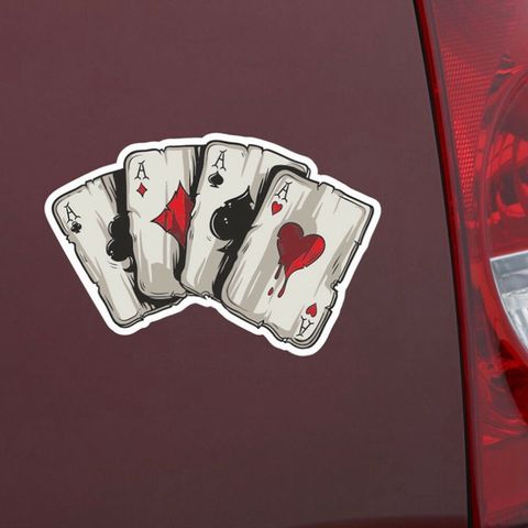 Miếng Dán Trang Trí Xe Ô Tô Hình Bài Poker - Miếng Dán Chống Nước, Nắng, Thân Thiện với Sơn Xe, Quà Tặng Độc Đáo cho Tài Xế