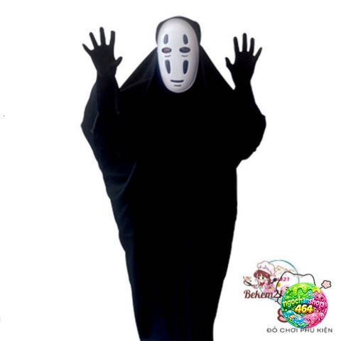 Bộ Cosplay Áo Vô Diện Halloween - Áo Choàng, Mặt Nạ và Găng Tay Đen Dài, Phù Hợp Với Fan Siêu Anh Hùng