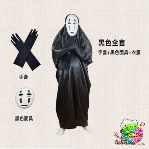 Bộ Cosplay Áo Vô Diện Halloween - Áo Choàng, Mặt Nạ và Găng Tay Đen Dài, Phù Hợp Với Fan Siêu Anh Hùng