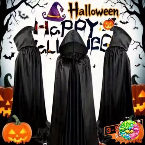 Áo Choàng Halloween Phù Thủy Đen - Polyester An Toàn, Giao Hàng Nhanh, Cosplay & Tiệc Tùng - 4 Kích Cỡ 131-192cm