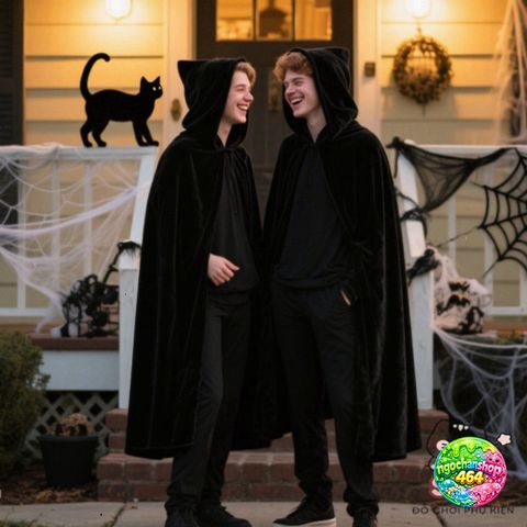 Áo Choàng Halloween Phù Thủy Đen - Polyester An Toàn, Giao Hàng Nhanh, Cosplay & Tiệc Tùng - 4 Kích Cỡ 131-192cm