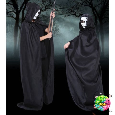 Trang Phục Hóa Trang Thần Chết Halloween Cao Cấp - Áo Xống Đen Bí Ẩn Cho Nam Nữ, Thiết Kế Độc Đáo, Phong Cách Ma Quái