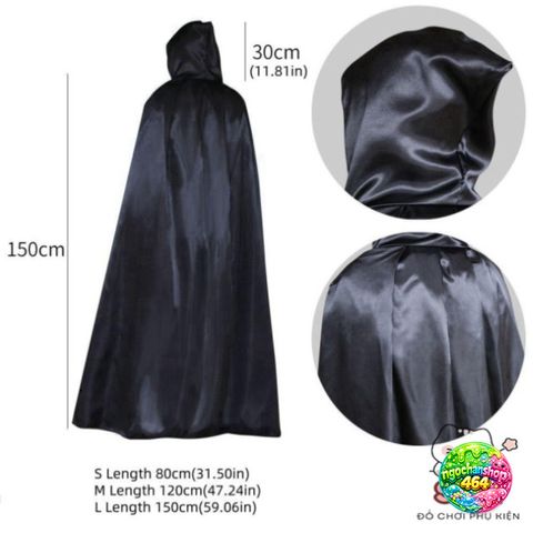 Áo Choàng Trùm Đầu Huyền Bí Grim Reaper - Bộ Trang Phục Halloween Thời Trang Cho Người Lớn Và Trẻ Em - Polyester Đen, Tím, Đỏ