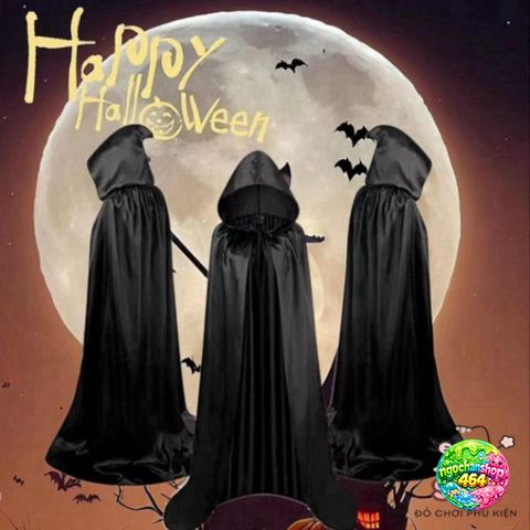 Áo Choàng Trùm Đầu Huyền Bí Grim Reaper - Bộ Trang Phục Halloween Thời Trang Cho Người Lớn Và Trẻ Em - Polyester Đen, Tím, Đỏ
