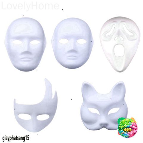 Mặt Nạ Giấy Trắng DIY Trang Điểm Halloween Cho Bé - Mặt Nạ Hóa Trang Sáng Tạo, Thoải Mái và Thân Thiện Với Môi Trường