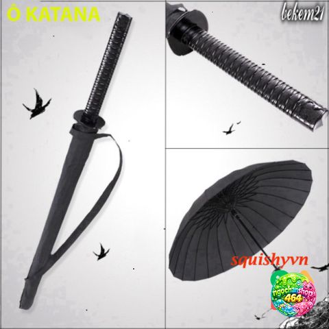 Ô Dù Katana Đen - Dù Che Mưa Chống Bão Cán Kiếm Nhật Siêu Bền, Thiết Kế Độc Đáo và Chắc Chắn 16 Nan 100cm