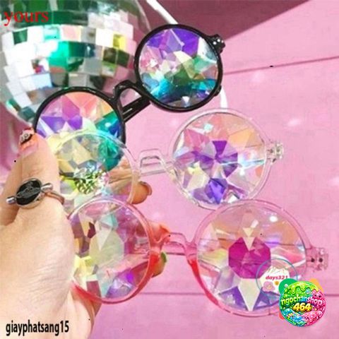 Kính Vạn Hoa Thời Trang Đen Hồng Trong Suốt - Kính Mát Kaleidoscope Dành Cho Tiệc Tùng và Halloween Náo Nhiệt