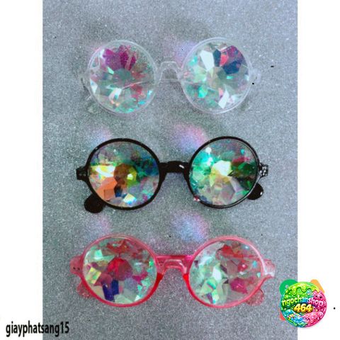 Kính Vạn Hoa Thời Trang Đen Hồng Trong Suốt - Kính Mát Kaleidoscope Dành Cho Tiệc Tùng và Halloween Náo Nhiệt