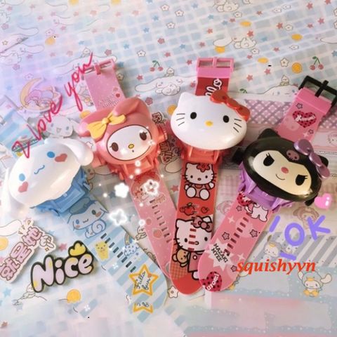 Đồng Hồ Hoạt Hình 3D Hello Kitty và Kuromi Cho Bé - Đồng Hồ Điện Tử Xinh Xắn, Quà Tặng Đáng Yêu Cho Trẻ Em