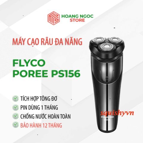 Máy Cạo Râu Flyco Poree PS156 - Tông Đơ Chống Nước, 3 Đầu Cạo, Pin Bền, Thích Hợp Cạo Khô và Ướt, Quà Tặng Nam Ấm Áp