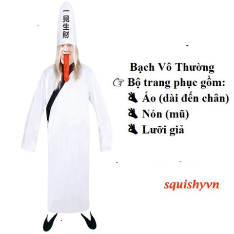 Áo Hắc Bạch Vô Thường Halloween - Trang Phục Kinh Dị Nam - Ma Cà Rồng, Pháp Sư, Diêm Vương, Cương Thi Thú Vị