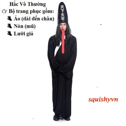 Áo Hắc Bạch Vô Thường Halloween - Trang Phục Kinh Dị Nam - Ma Cà Rồng, Pháp Sư, Diêm Vương, Cương Thi Thú Vị