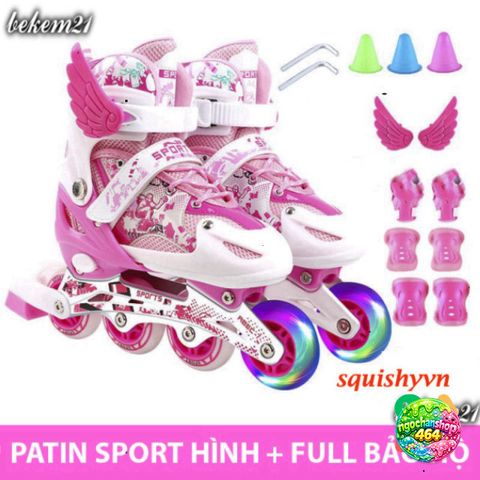 Giày Patin Trẻ Em 2 Lần Sáng Cao Cấp - Khung Kim Loại, Bánh Chạy Bền, Tặng 20 Món Bảo Hộ & Phụ Kiện - Giày Trượt Thể Thao Cho Bé