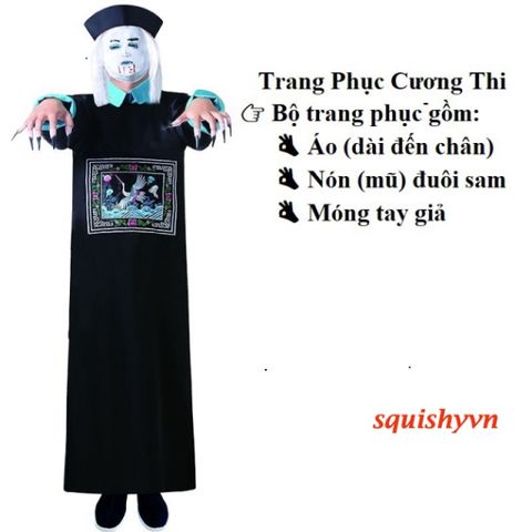 Áo Hắc Bạch Vô Thường Halloween - Trang Phục Kinh Dị Nam - Ma Cà Rồng, Pháp Sư, Diêm Vương, Cương Thi Thú Vị