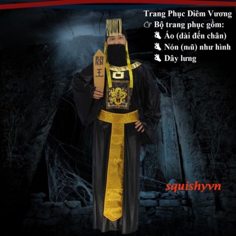 Áo Hắc Bạch Vô Thường Halloween - Trang Phục Kinh Dị Nam - Ma Cà Rồng, Pháp Sư, Diêm Vương, Cương Thi Thú Vị