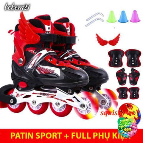 Giày Patin Trẻ Em 2 Lần Sáng Cao Cấp - Khung Kim Loại, Bánh Chạy Bền, Tặng 20 Món Bảo Hộ & Phụ Kiện - Giày Trượt Thể Thao Cho Bé