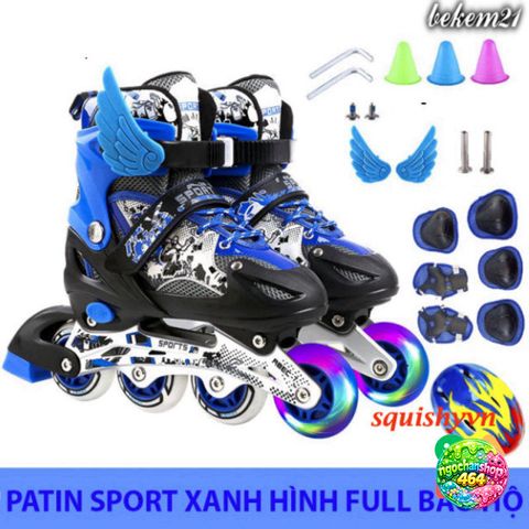 Giày Patin Trẻ Em 2 Lần Sáng Cao Cấp - Khung Kim Loại, Bánh Chạy Bền, Tặng 20 Món Bảo Hộ & Phụ Kiện - Giày Trượt Thể Thao Cho Bé