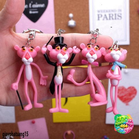 Móc Khóa Pink Panther Thêu - Phụ Kiện Thời Trang Mô Hình Hoạt Hình Độc Đáo, Quà Tặng Dễ Thương Cho Cặp Đôi