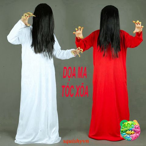 Bộ Hóa Trang Ma Nữ Tóc Dài Đen Trắng - Áo Choàng Thần Chết Halloween, Phụ Kiện Lễ Hội Kinh Dị, Cosplay Đẹp, Thoải Mái, Bền Chắc