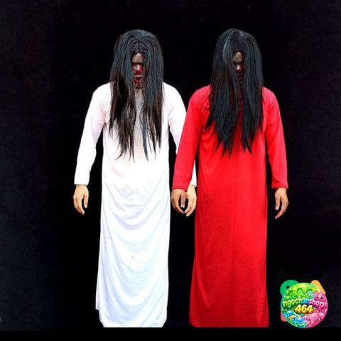 Bộ Hóa Trang Ma Nữ Tóc Dài Đen Trắng - Áo Choàng Thần Chết Halloween, Phụ Kiện Lễ Hội Kinh Dị, Cosplay Đẹp, Thoải Mái, Bền Chắc