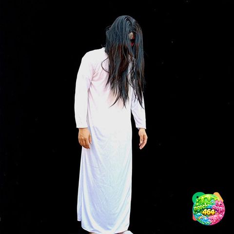 Bộ Hóa Trang Ma Nữ Tóc Dài Đen Trắng - Áo Choàng Thần Chết Halloween, Phụ Kiện Lễ Hội Kinh Dị, Cosplay Đẹp, Thoải Mái, Bền Chắc