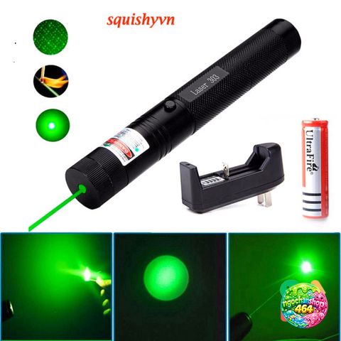 Bút laser 303 có pin sạc - Đèn chiếu đa chế độ, ánh sáng xanh lá, công suất 5000mw, thích hợp giảng dạy và hướng dẫn du lịch.