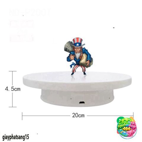 Đế Xoay Trưng Bày Sản Phẩm 360 Độ Nhỏ 20cm & 16cm - Đồ Trang Trí, Chụp Hình, Quay Video, Có Công Tắc USB, Màu Đen/Trắng