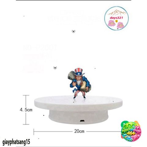 Đế Xoay Trưng Bày Sản Phẩm 360 Độ Nhỏ 20cm & 16cm - Đồ Trang Trí, Chụp Hình, Quay Video, Có Công Tắc USB, Màu Đen/Trắng