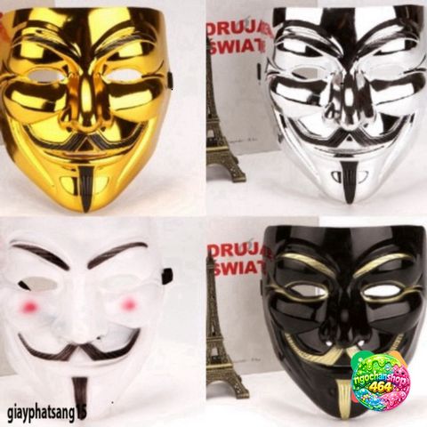 Mặt Nạ Hacker Anonymous Cosplay - Màu Vàng, Bạc, Đen, Trắng - Phụ Kiện Halloween Thời Trang Độc Đáo