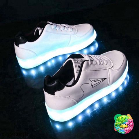 Giày LED Phát Sáng Máy Bay Thời Trang - 8 Chế Độ Đổi Màu, Giày Thể Thao Nam Nữ Xuân Hè, Đèn Nháy 7 Màu An Toàn Chống Nước