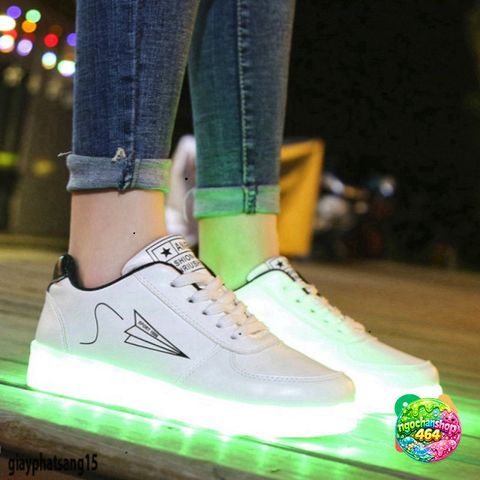 Giày LED Phát Sáng Máy Bay Thời Trang - 8 Chế Độ Đổi Màu, Giày Thể Thao Nam Nữ Xuân Hè, Đèn Nháy 7 Màu An Toàn Chống Nước
