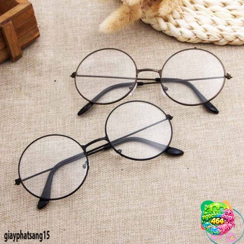 Kính Mát Tròn Nobita Giả Cận - Gọng Kim Loại Chắc Chắn, Thời Trang Cho Nam Nữ, Tròng Kính 0 Độ, Cute Chụp Ảnh